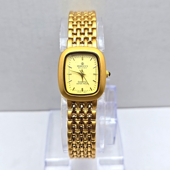 Womens Rare Perucci Milano Essential Watch 24k Gold Plate Swiss Movt New Battery - Picture 1 of 10